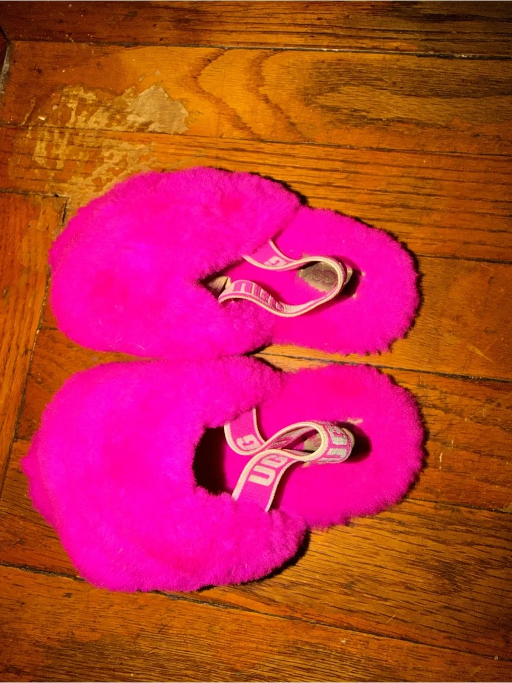 UGG Kids Pink Fuzzy Slippers